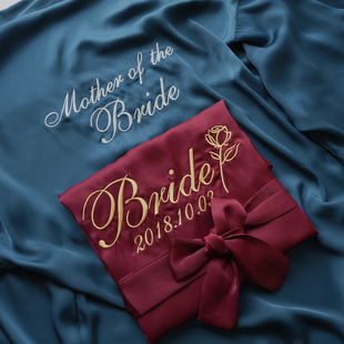 Robe 睡衣派对女士高级感丝缎睡袍 新娘伴娘晨袍刺绣定制