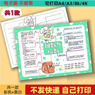 小学生五年级数学因数与倍数思维导图手抄报电子版小报模板线稿8k