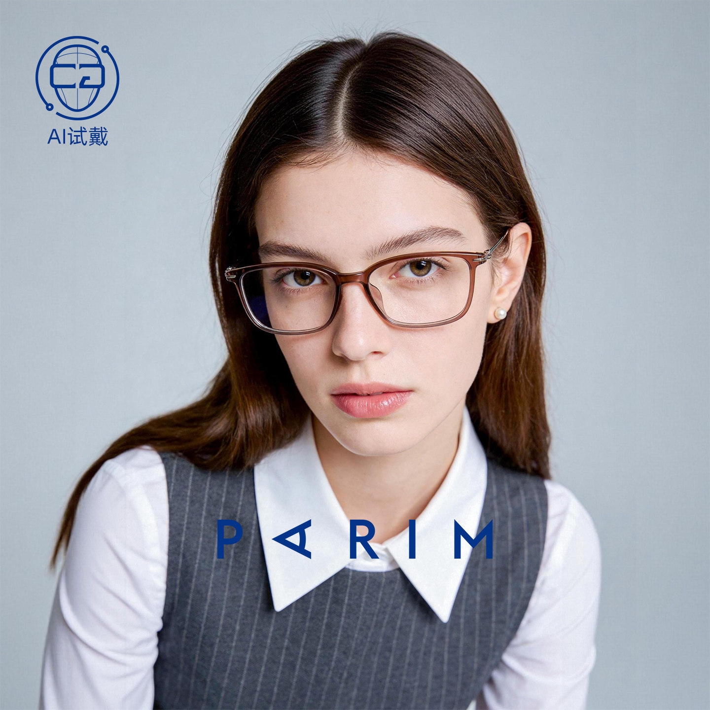 派丽蒙近视眼镜可配度数防蓝光2026年新款时尚简约方框女款85145