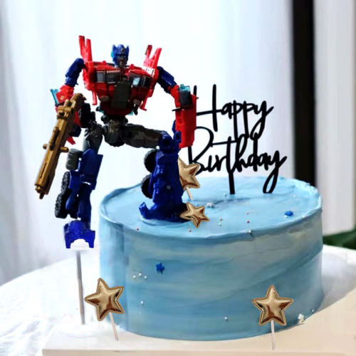 变形机器侠儿童生日蛋糕装饰摆件