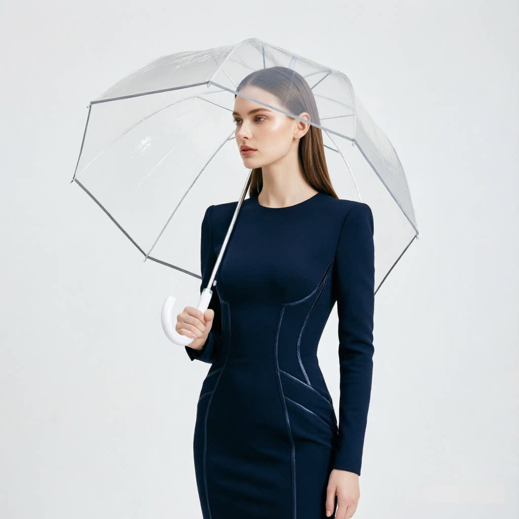 英女王穹顶透明鸟笼伞英国女王拱形防晒黑胶晴雨富尔顿Totes伞