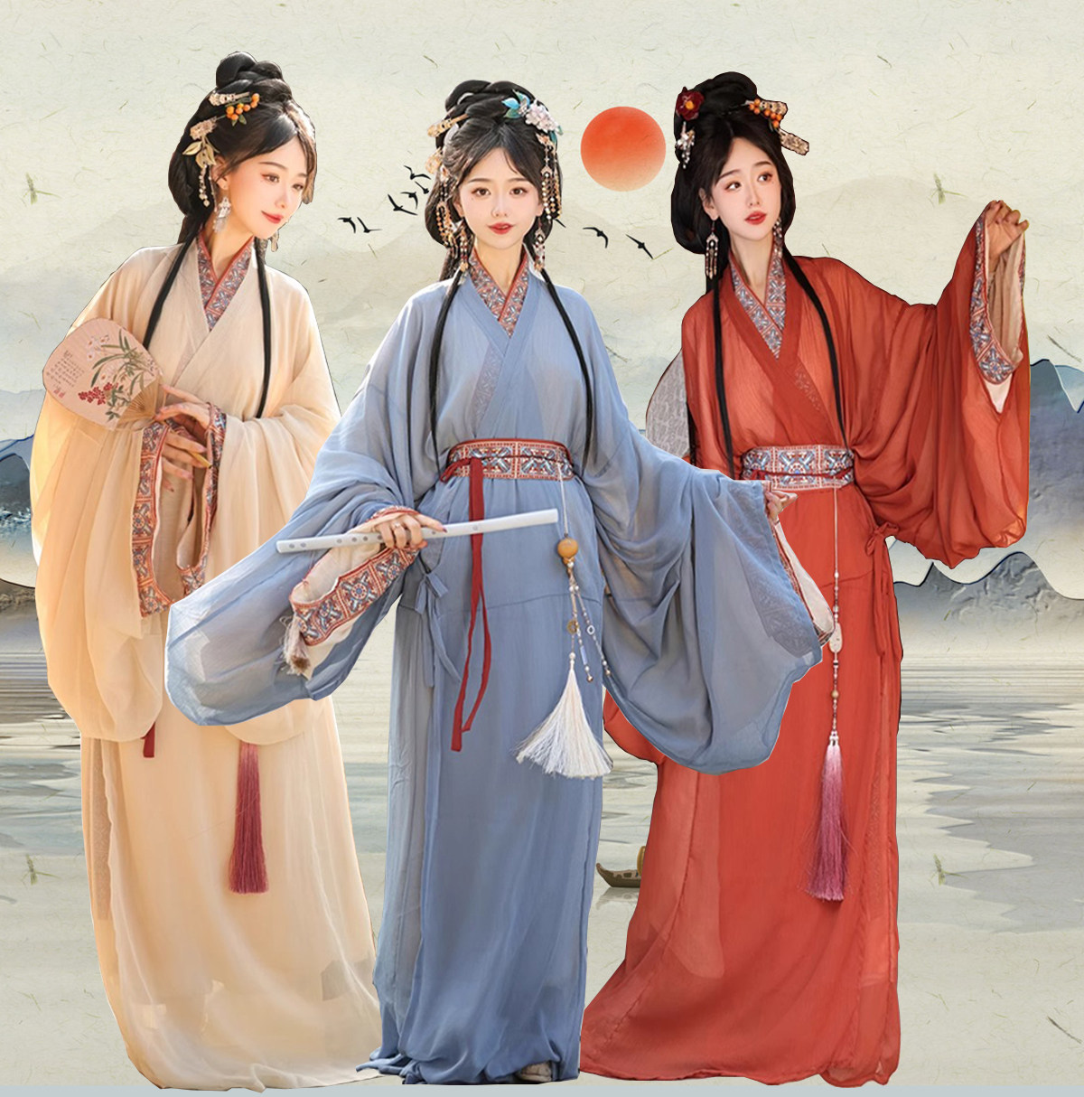 战国袍汉服女春夏新款曲裾战国袍楚墓复原日常直裾袍女拖尾连衣裙