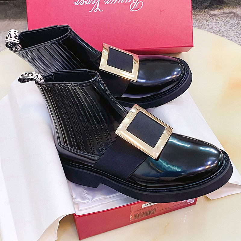 工厂关闭 高端版RV鞋子特价清仓 全真皮RV切尔西短靴橡胶大底女靴