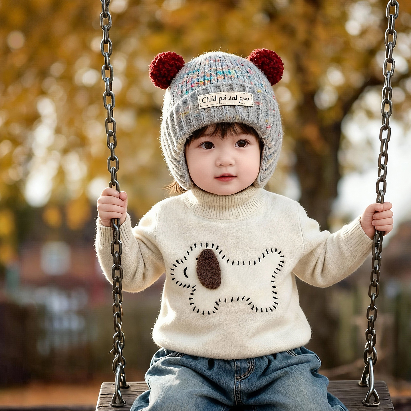 宝宝帽子秋冬季保暖加厚针织护耳帽男婴女儿童韩版简约防风毛线帽