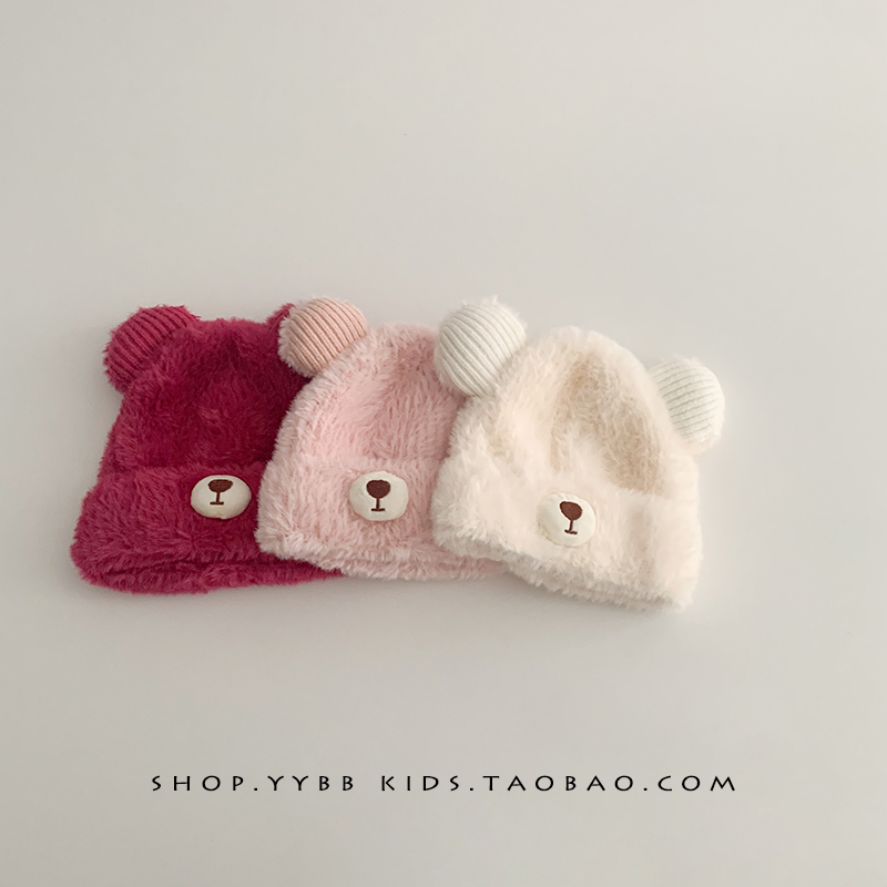 冬季可爱婴幼儿小熊毛线帽