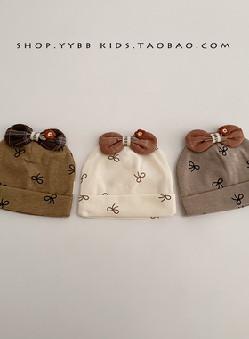 宝宝帽子春秋季套头帽新生儿0-3月婴幼儿小月龄胎帽无骨囟门帽冬