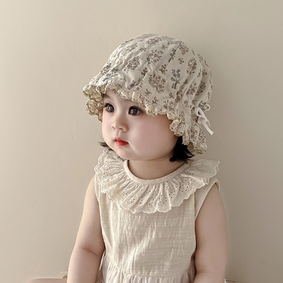 韩版宝宝帽子夏季薄款遮阳防晒宫廷帽婴儿小月龄护囟门胎帽渔夫帽