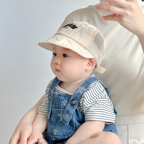 宝宝帽子夏季薄款大帽檐透气网眼鸭舌棒球帽男女童遮阳防晒太阳帽