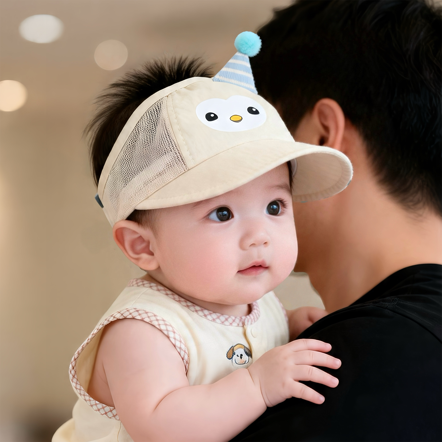 婴幼儿帽子夏季薄款护囟门空调居家帽新生宝宝小月龄纯棉空顶胎帽