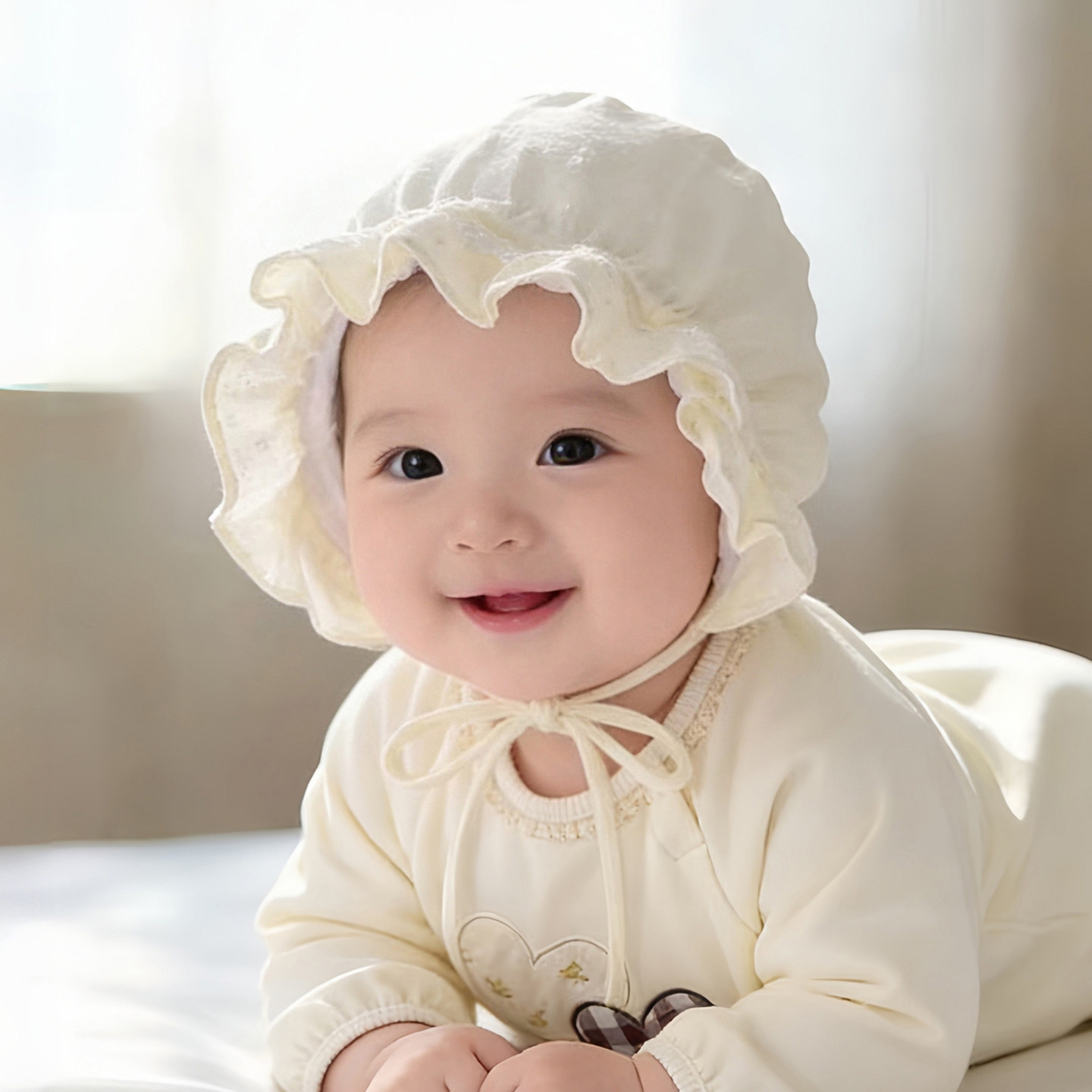 婴儿帽子春秋薄款遮阳宫廷帽女宝宝小月龄可爱纯棉0-3月夏季胎帽图片