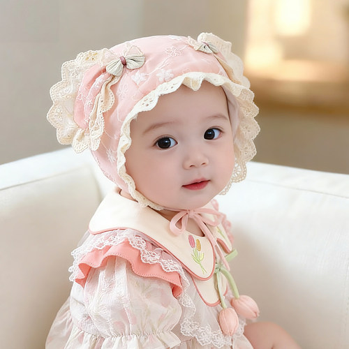 婴儿帽子春秋薄款护囟门宫廷包头帽女宝宝小月龄韩系可爱胎帽夏季