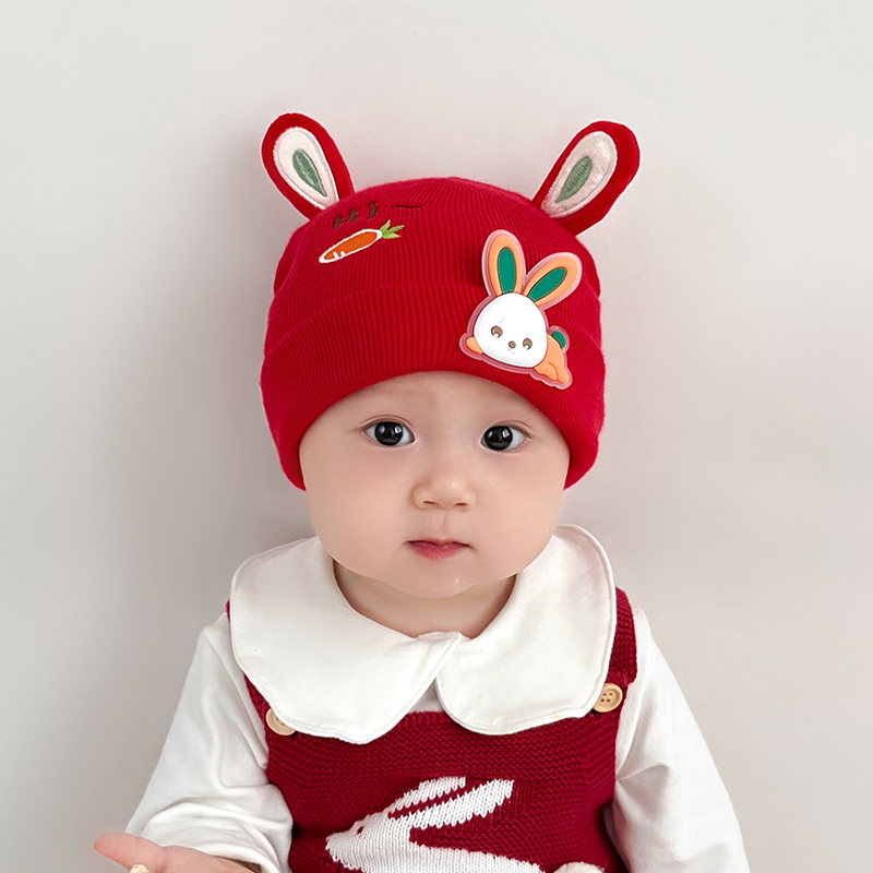 秋冬季纯棉婴幼儿毛线帽