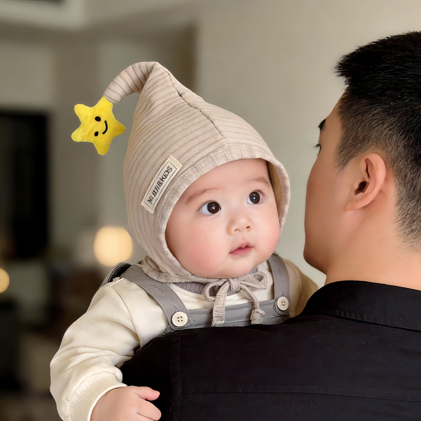 婴儿帽子秋冬款保暖防风纯棉精灵包头帽男女宝宝小月龄护囟门胎帽