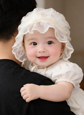 婴儿帽子春秋薄款公主帽女宝宝小月龄防晒遮阳蕾丝花边护囟门帽夏