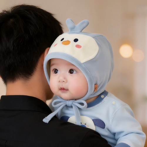 婴儿帽子秋冬款保暖防风护囟门胎帽男女宝宝可爱小月龄护耳包头帽