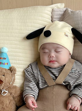婴儿帽子春秋薄款可爱胎帽新生儿0-3-6个月男女宝宝护囟门套头帽