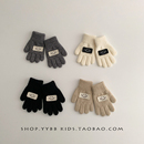 韩系笑脸儿童针织五指手套秋冬季 男女宝宝保暖防风毛线分指手套潮