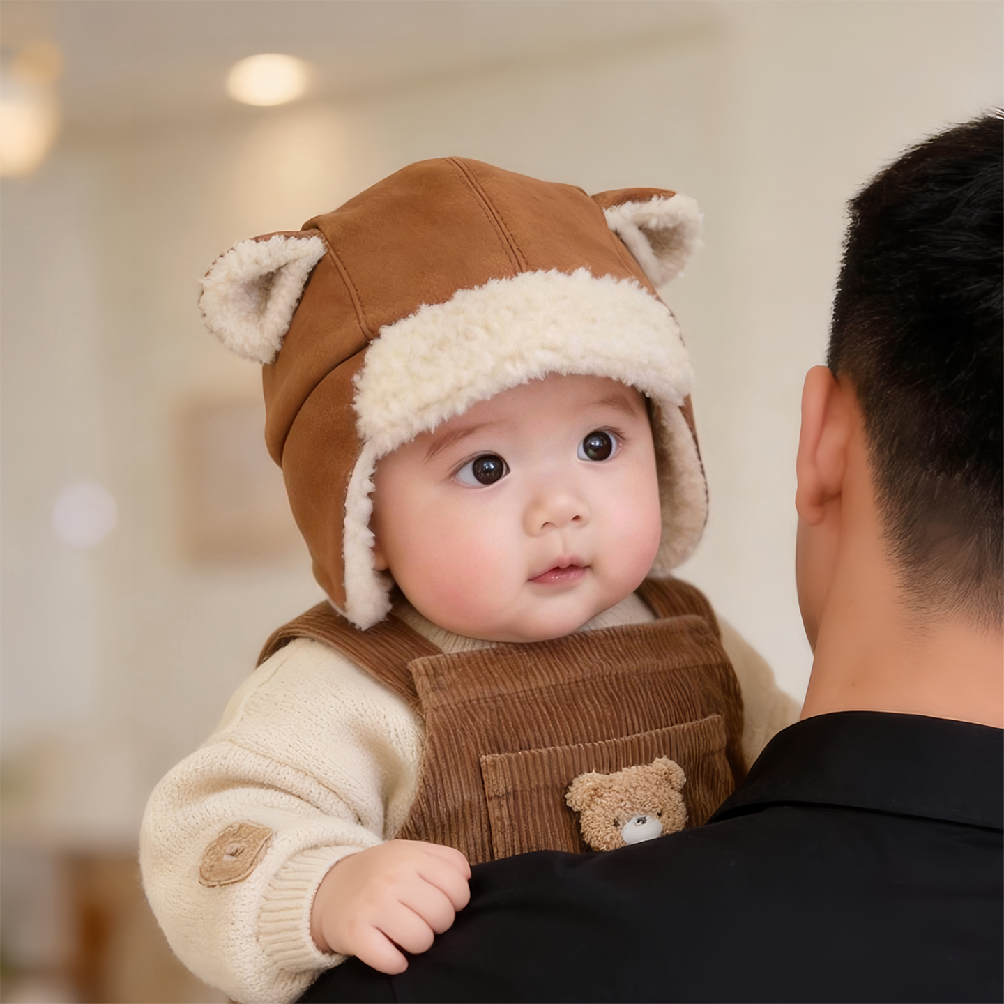 宝宝帽子秋冬季保暖加厚毛绒雷锋帽男婴女儿童防风护耳可爱防寒帽