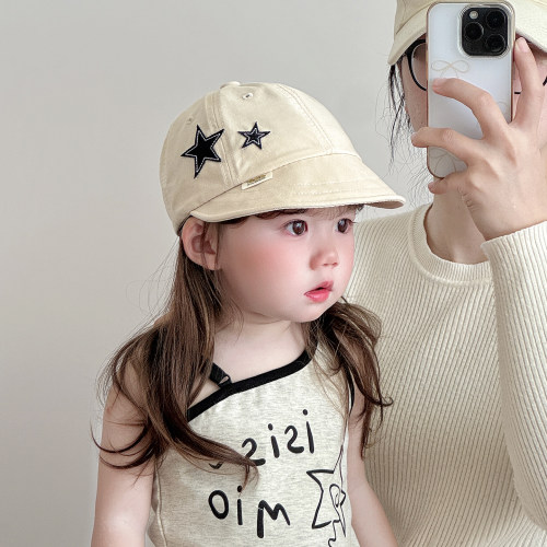 韩版星星儿童遮阳帽子春秋薄款防晒大帽檐鸭舌帽男女宝宝棒球帽夏
