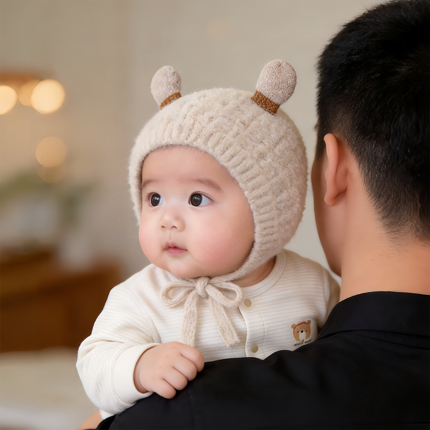 婴幼儿帽子秋冬季保暖加厚针织包头帽男童女宝宝小月龄防风毛线帽