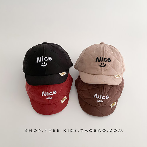 宝宝帽子秋冬季保暖加厚夹棉鸭舌帽男女儿童潮酷字母防风棒球帽潮