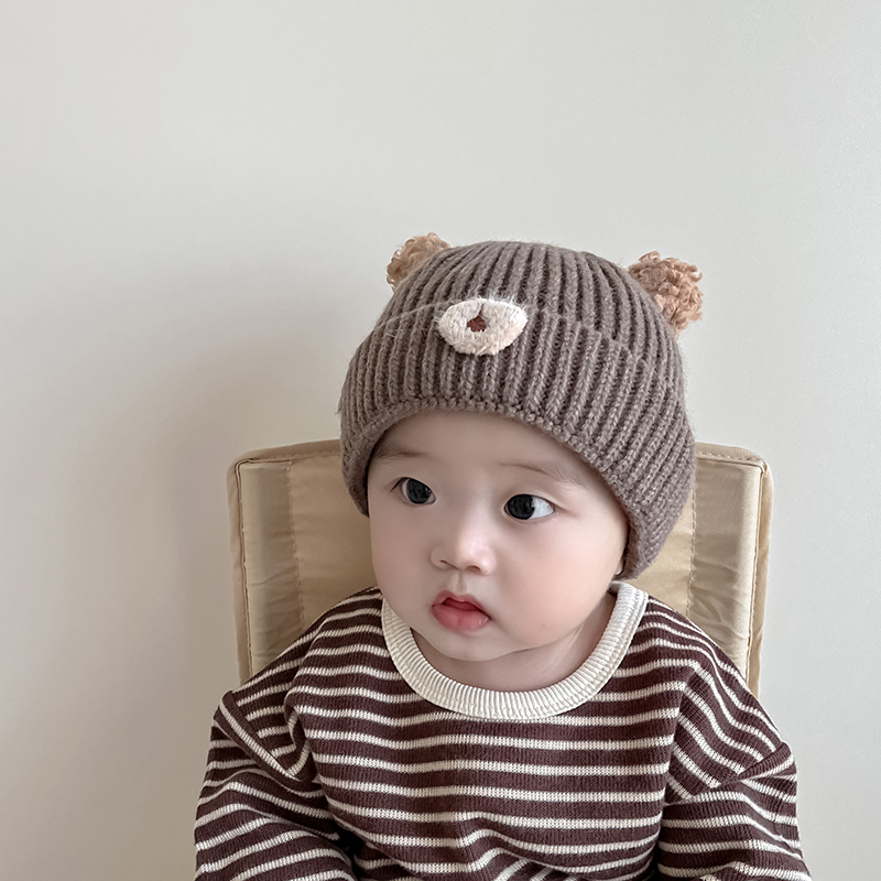 宝宝毛线帽秋冬保暖护耳男女儿童