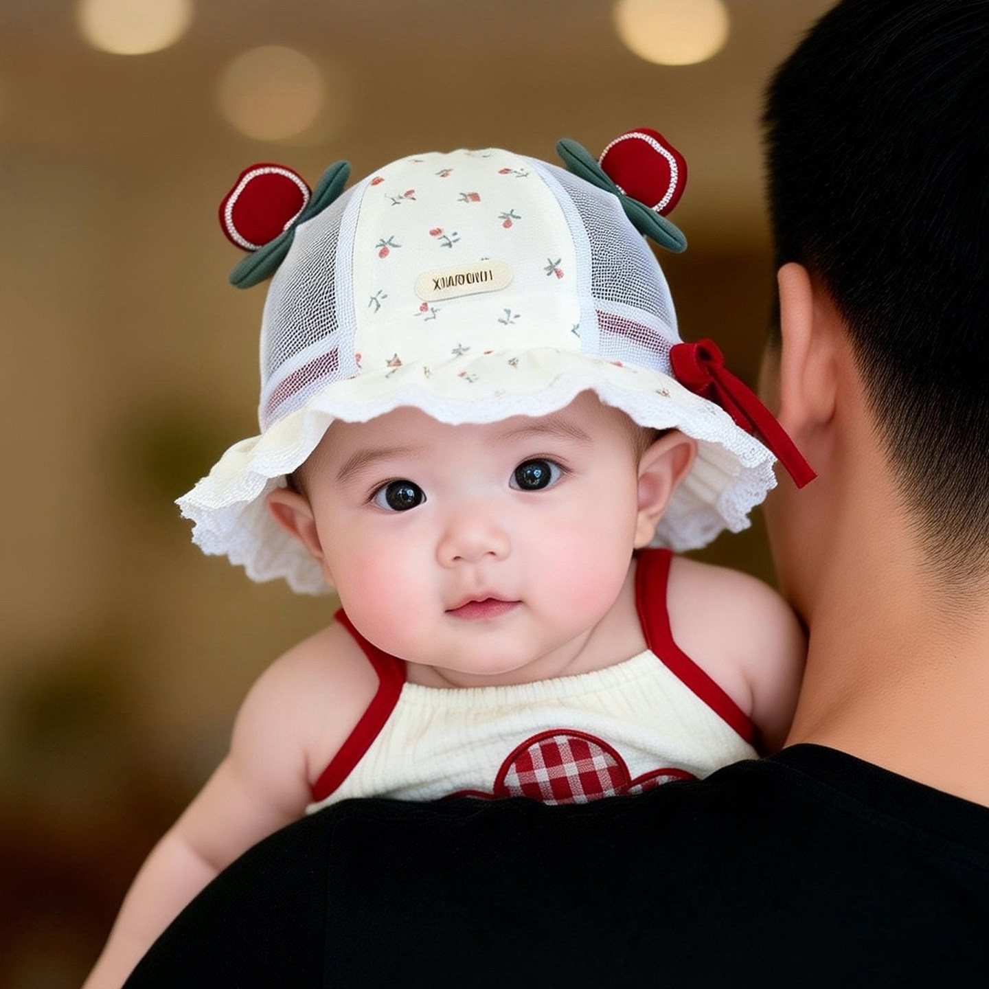 婴幼儿帽子夏季薄款透气网眼公主渔夫帽女宝宝小月龄遮阳防晒盆帽