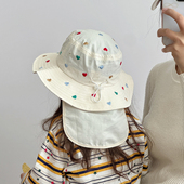 披肩帽 防晒大帽檐渔夫帽女宝宝夏季 韩版 速干儿童遮阳帽子春秋薄款