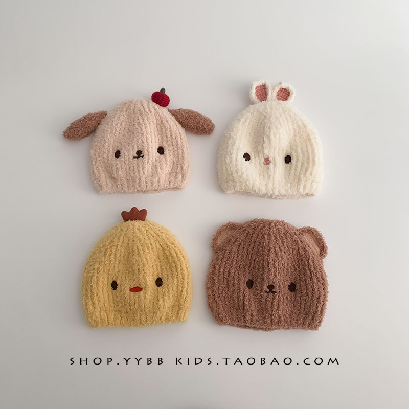 宝宝帽子秋冬季保暖针织可爱毛线帽男婴儿女儿童防风加厚毛绒帽潮