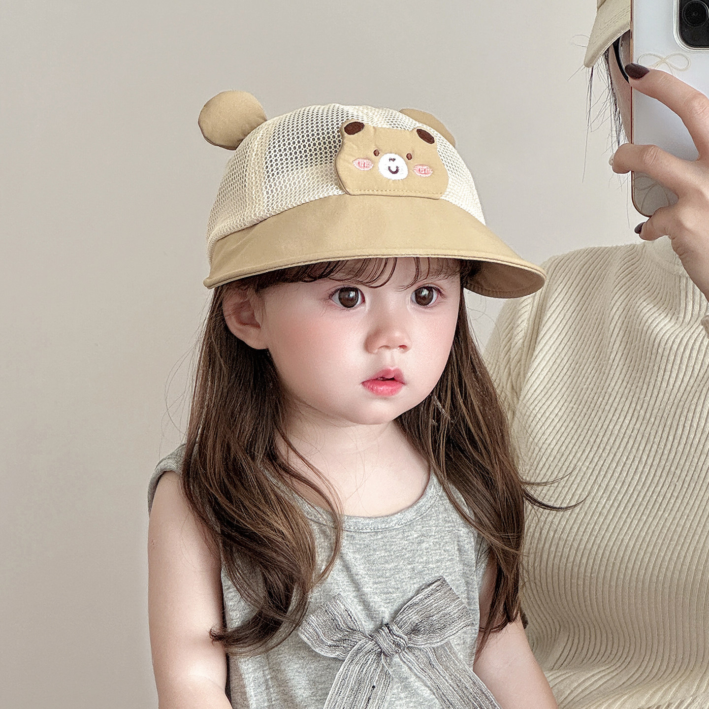 儿童遮阳帽子夏季薄款防晒网眼大帽檐鸭舌帽男女宝宝可爱棒球帽春
