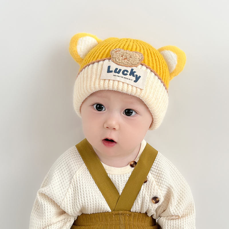 冬天男女童婴儿毛线帽毛绒帽