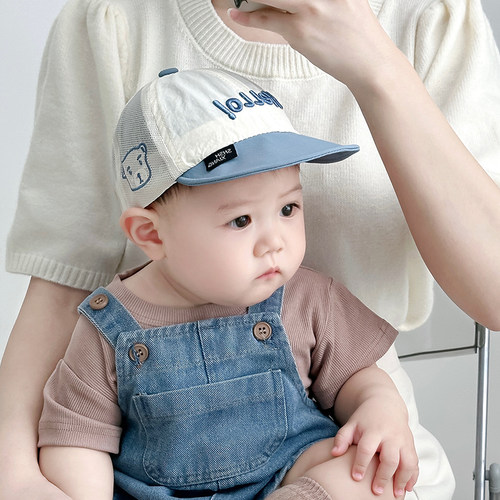 宝宝帽子夏季薄款透气网眼速干鸭舌帽男童女童可爱遮阳防晒棒球帽