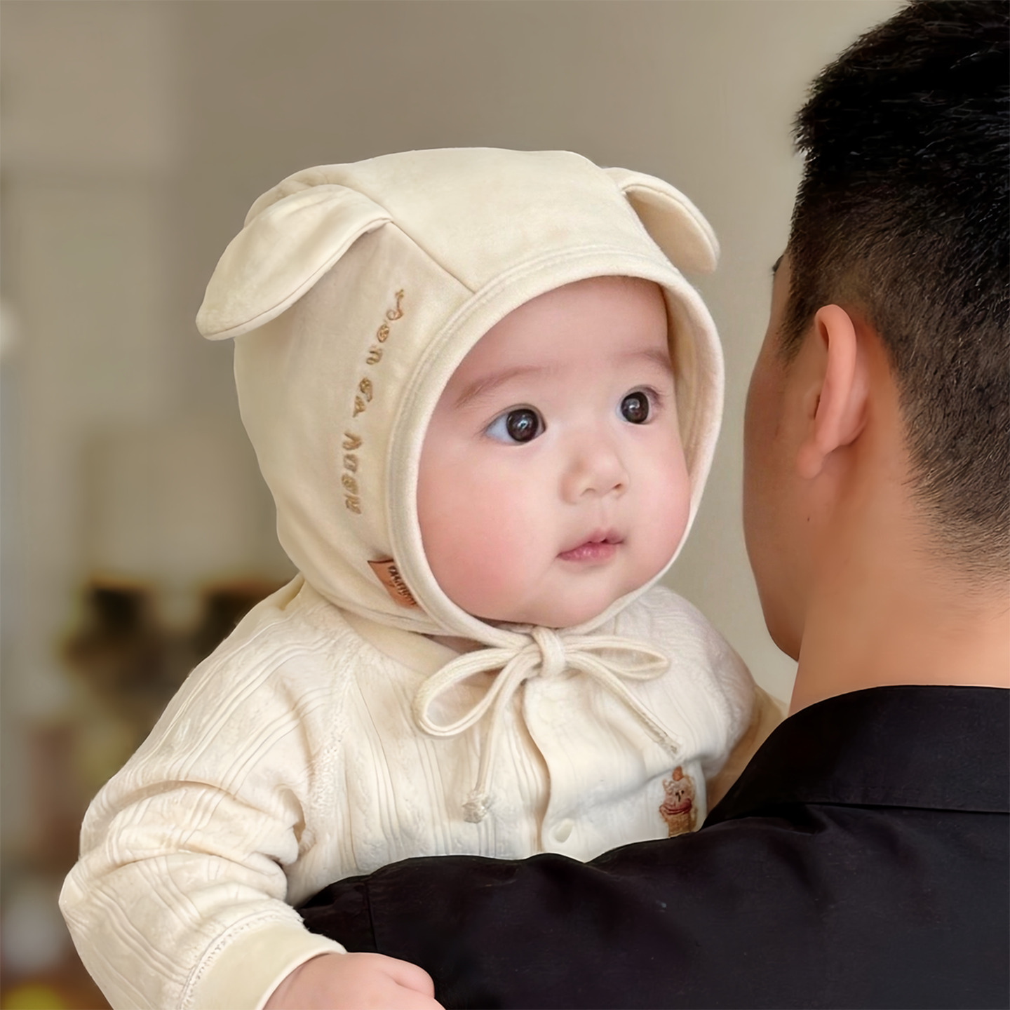 婴幼儿帽子秋冬款保暖加厚护耳包头帽男女宝宝小月龄可爱小熊胎帽