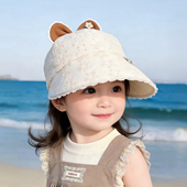 宝宝遮阳帽子春秋薄款 防晒棒球帽 大帽檐鸭舌帽女儿童韩系公主夏季