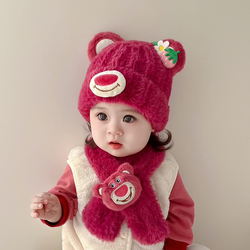 秋冬季可爱男女宝宝帽子围巾