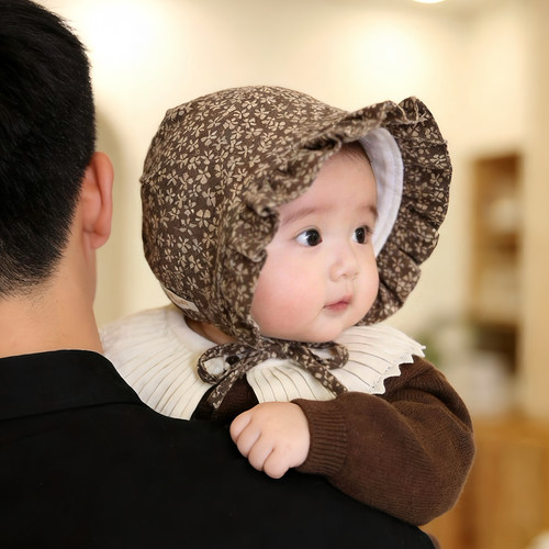 复古韩系婴儿帽子秋冬款保暖防风护囟门宫廷帽女宝宝小月龄胎帽潮