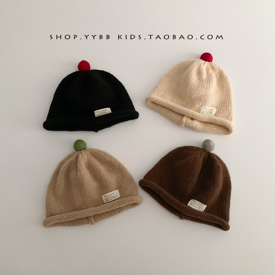 ins韩国宝宝帽子秋冬季保暖防风套头针织帽男女童洋气穿搭瓜皮帽