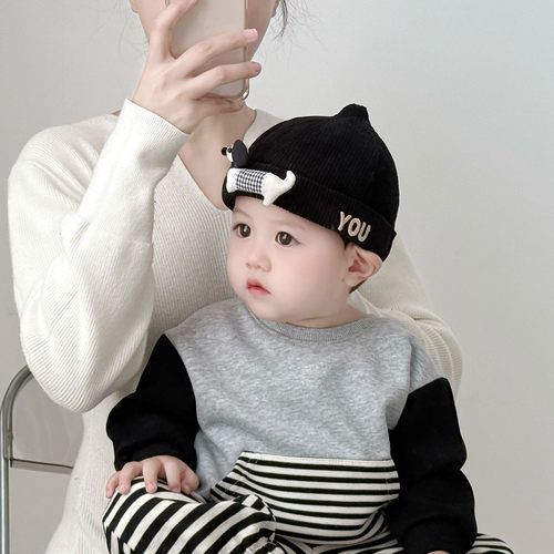 婴儿帽子秋冬季韩版可爱小狗保暖防风地主帽男童女宝宝百搭瓜皮帽