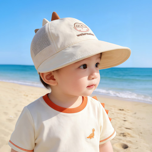 婴幼儿遮阳帽子夏季薄款网眼大帽檐鸭舌帽男女宝宝防晒夏天太阳帽
