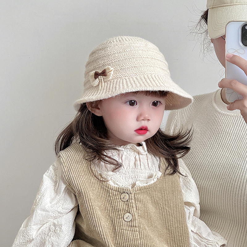 儿童帽子秋冬季保暖针织水桶帽女宝宝防风出游遮阳毛线渔夫盆帽潮
