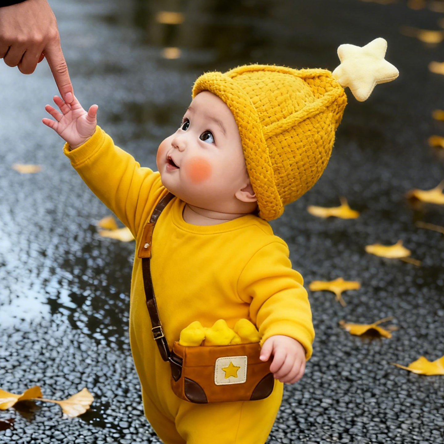 韩系星星儿童帽子秋冬季保暖加厚针织套头毛线帽男婴女宝宝防风帽
