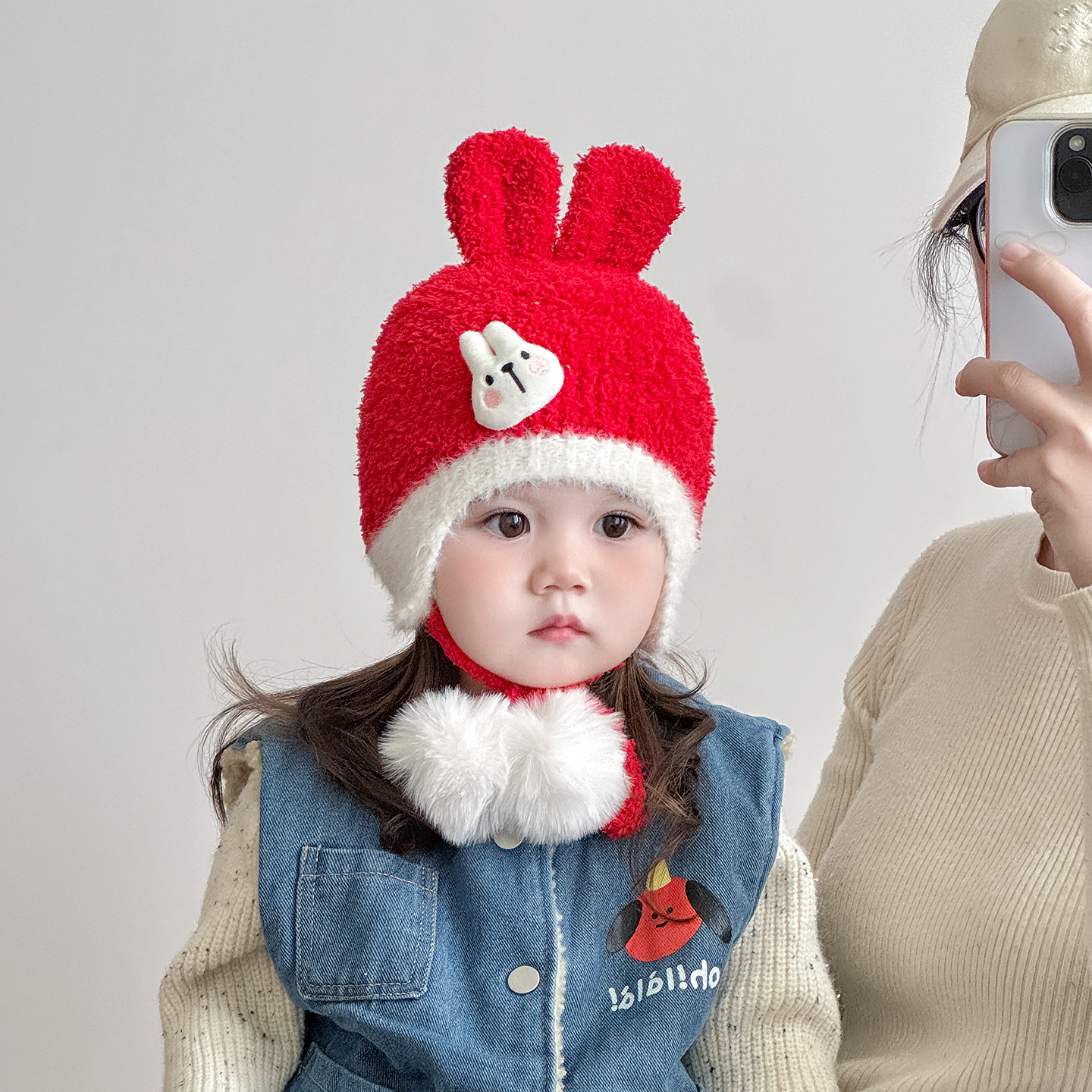 儿童帽子秋冬季保暖加厚针织护耳毛线帽女宝宝可爱卡通防风毛绒帽