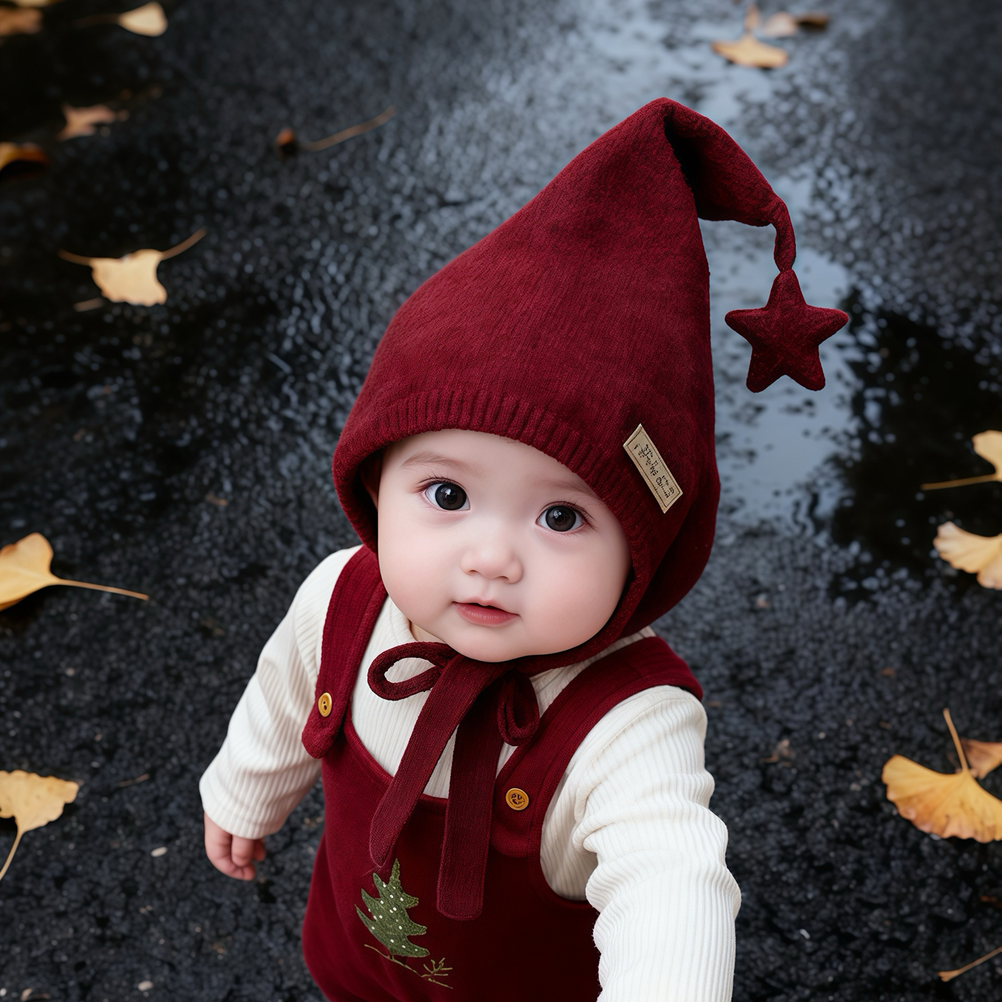 韩版星星儿童帽子秋冬季保暖加厚尖尖毛线帽男孩女宝宝防风护耳帽