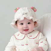 婴儿帽子春秋薄款 遮阳可调节公主渔夫帽女宝宝新生小月龄胎帽夏季