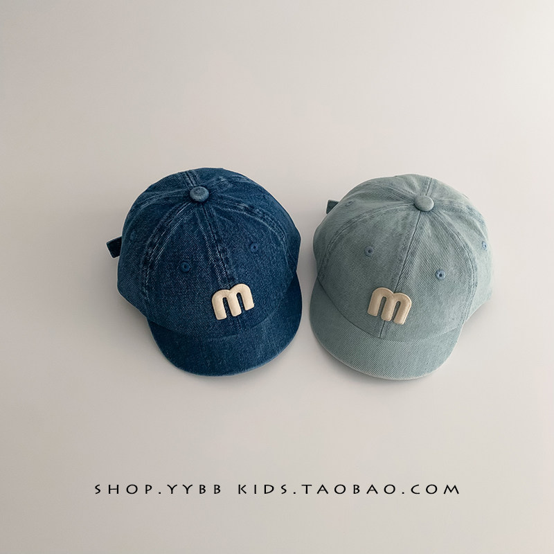 韩版牛仔字母宝宝帽子春秋薄款遮阳防晒鸭舌帽男女童小月龄棒球帽