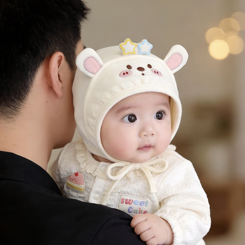 婴幼儿帽子秋冬款可爱卡通护耳包头帽男女宝宝小月龄保暖防风胎帽