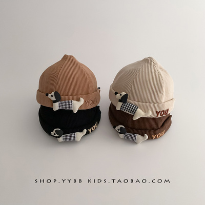 婴儿帽子秋冬季韩版可爱小狗保暖防风地主帽男童女宝宝百搭瓜皮帽