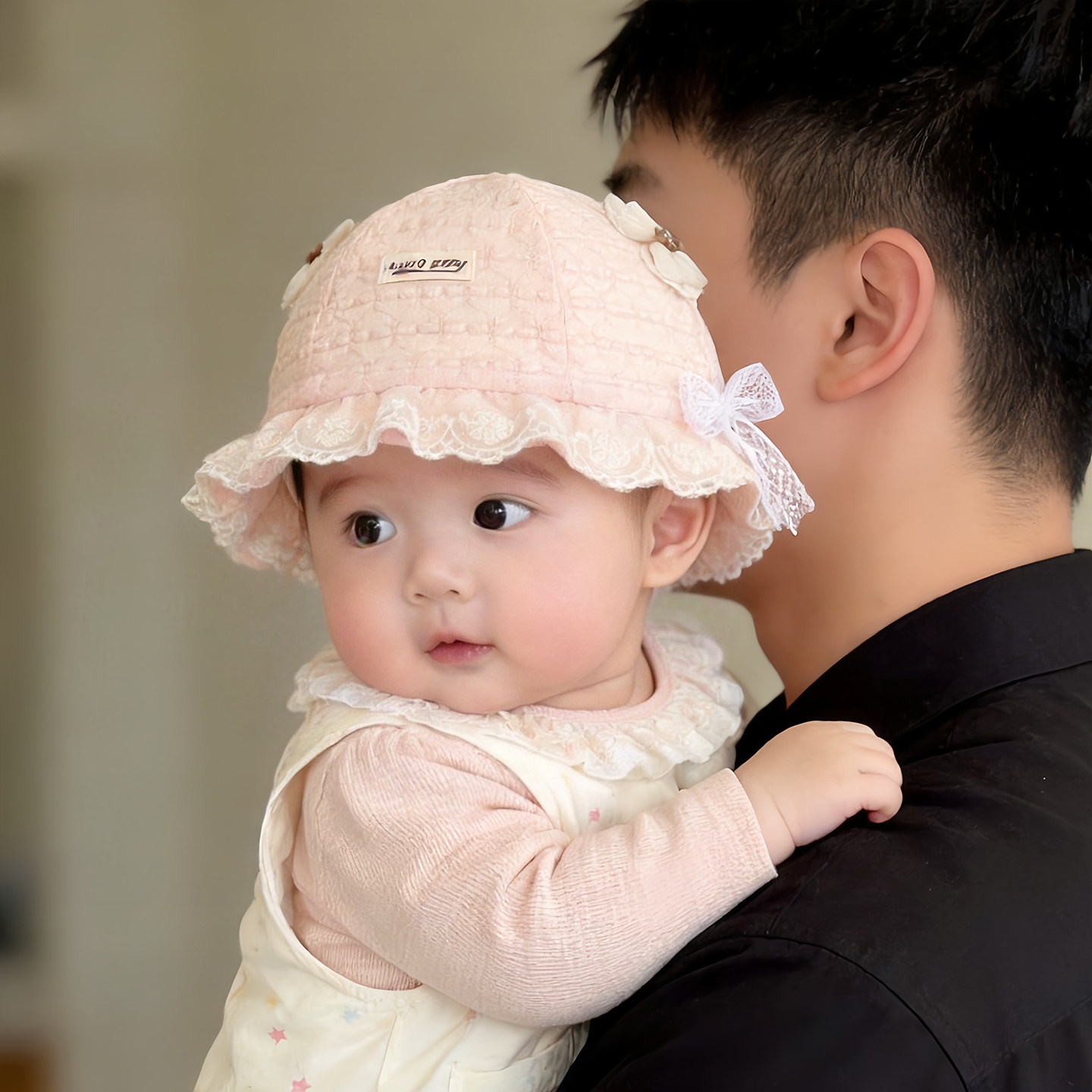女宝宝帽子春秋款可爱松紧渔夫胎帽女婴幼儿纯棉防风小月龄盆帽冬