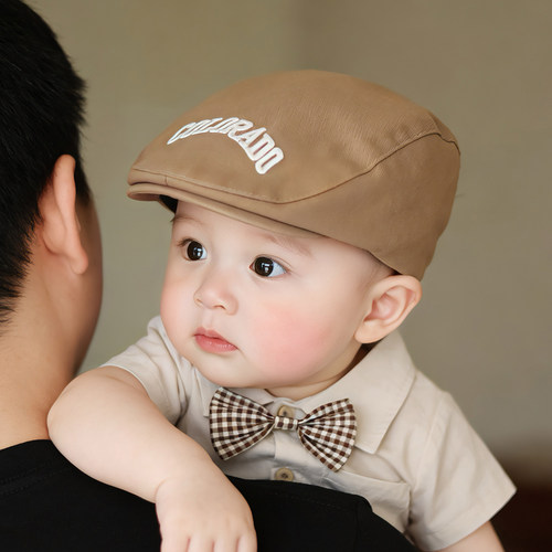 儿童洋气潮流字母帽子春秋薄款遮阳防晒贝雷帽男女宝宝夏季前进帽
