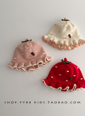 女宝宝帽子秋冬季保暖加厚甜美花边护耳毛线帽婴儿小月龄公主帽韩